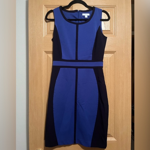New York & Company Color Block Shift Dress Royal Blue Navy - Picture 1 of 12